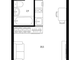 Продается 1-комнатная квартира ЖК Левенцовка Парк, лит 8-11 стр.2, сек.4,5, 24.8 м², 3529040 рублей