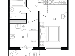 Продается 1-комнатная квартира ЖК Левенцовка Парк, лит 8-11 стр.1, сек.1,2,3, 32.6  м², 5281200 рублей
