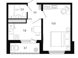 Продается 1-комнатная квартира ЖК 5 элемент Аске, лит 5-12 стр.1, сек.1,2, 32 м², 4104000 рублей