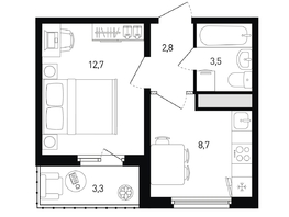 Продается 1-комнатная квартира ЖК 5 элемент Аске, лит 5-12 стр.1, сек.1,2, 29.4 м², 4210080 рублей