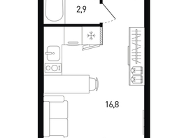 Продается 1-комнатная квартира ЖК 5 элемент Аске, лит 5-12 стр.2, сек.3,4,5,6, 20.9  м², 3795440 рублей
