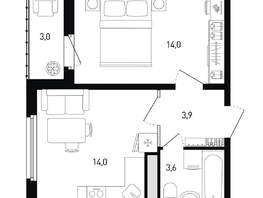 Продается 1-комнатная квартира ЖК 5 элемент Аске, лит 5-12 стр.2, сек.3,4,5,6, 37  м², 5916300 рублей