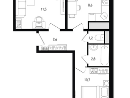 Продается 2-комнатная квартира ЖК 5 элемент Аске, лит 5-12 стр.2, сек.3,4,5,6, 43.6  м², 6723120 рублей