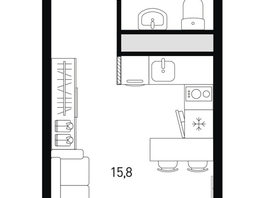 Продается 1-комнатная квартира ЖК 5 элемент Аске, лит 5-12 стр.1, сек.1,2, 20.9 м², 3277120 рублей