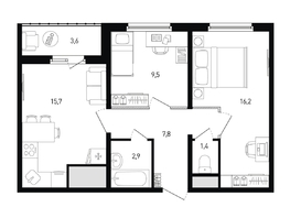 Продается 2-комнатная квартира ЖК 5 элемент Аске, лит 5-11 стр.2, сек.5,6, 55.3  м², 6530930 рублей
