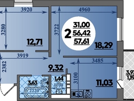 Продается 2-комнатная квартира ЖК Суворовский, литера 01, 57.61 м², 7806155 рублей