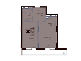 Продается 2-комнатная квартира ЖК ACADEMIA (Академия), 49.7  м², 7852600 рублей