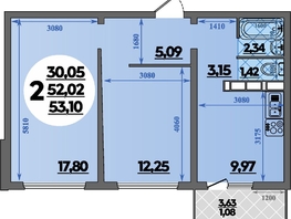 Продается 2-комнатная квартира ЖК Платовский, литер 13, 53.1  м², 6987960 рублей