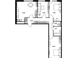 Продается 3-комнатная квартира ЖК Малина Парк, дом 1, 80.14  м², 9400000 рублей