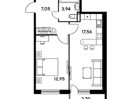 Продается 2-комнатная квартира ЖК Малина Парк, дом 1, 43.9  м², 6930000 рублей