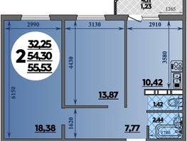 Продается 2-комнатная квартира ЖК Суворовский, литера 23, 55.53  м², 6599314 рублей