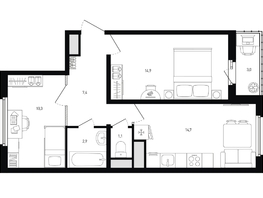 Продается 2-комнатная квартира ЖК Левенцовка Парк, лит 8-11 стр.1, сек.1,2,3, 52.8  м², 6198720 рублей