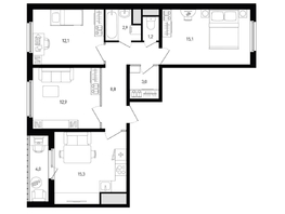 Продается 3-комнатная квартира ЖК Левенцовка Парк, лит 8-11 стр.2, сек.4,5, 73.3  м², 10086080 рублей