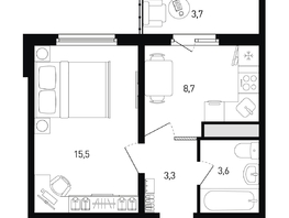 Продается 1-комнатная квартира ЖК 5 элемент Аске, лит 5-12 стр.1, сек.1,2, 32.2  м², 4475800 рублей