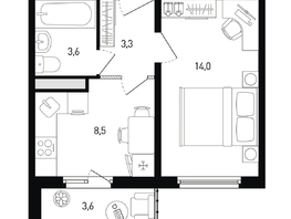 Продается 1-комнатная квартира ЖК 5 элемент Аске, лит 5-12 стр.2, сек.3,4,5,6, 31.2  м², 5219760 рублей