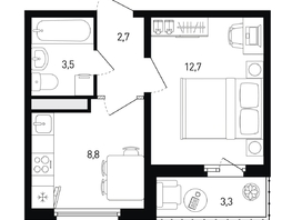 Продается 1-комнатная квартира ЖК 5 элемент Аске, лит 5-12 стр.2, сек.3,4,5,6, 29.3  м², 5139220 рублей