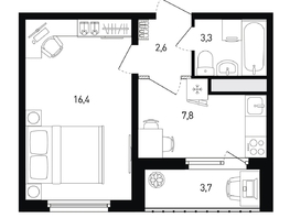 Продается 1-комнатная квартира ЖК 5 элемент Аске, лит 5-12 стр.2, сек.3,4,5,6, 31.9  м², 5145470 рублей