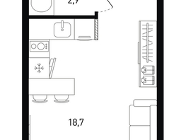 Продается 1-комнатная квартира ЖК 5 элемент Аске, лит 5-11 стр.1, сек.1,2,3,4, 22.9  м², 4094520 рублей