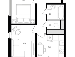 Продается 2-комнатная квартира ЖК Левенцовка Парк, лит 8-11 стр.2, сек.4,5, 44.7  м², 5632200 рублей