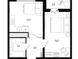Продается 1-комнатная квартира ЖК 5 элемент Аске, лит 5-11 стр.1, сек.1,2,3,4, 36.7  м², 5798600 рублей