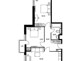 Продается 3-комнатная квартира ЖК Гринсайд, 5.1-5.5, 54.02  м², 7240000 рублей