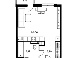 Продается Студия ЖК Гринсайд, 5.1-5.5, 32.13  м², 4470000 рублей