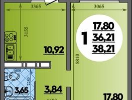 Продается 1-комнатная квартира ЖК Суворовский, литера 5, 38.21  м², 5095803 рублей