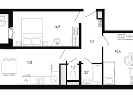 Продается 2-комнатная квартира ЖК 5 элемент Аске, лит 5-11 стр.1, сек.1,2,3,4, 51.8  м&sup2;, 7391342 рублей
