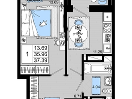 Продается 1-комнатная квартира ЖК Октябрь Парк, 2.2, 37.39  м&sup2;, 5047650 рублей