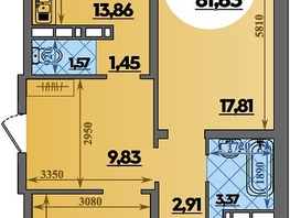 Продается 3-комнатная квартира ЖК Платовский, литер 14, 81.83  м&sup2;, 8633065 рублей