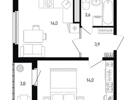 Продается 1-комнатная квартира ЖК 5 элемент Аске, лит 5-12 стр.2, сек.3,4,5,6, 37.2  м&sup2;, 6227280 рублей