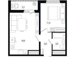Продается 1-комнатная квартира ЖК 5 элемент Аске, лит 5-12 стр.1, сек.1,2, 39.3  м&sup2;, 5047417 рублей