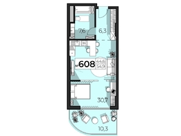 Продается Апартамент АК Sky Plaza (Скай Плаза), 5.0, 54.9  м&sup2;, 30195000 рублей
