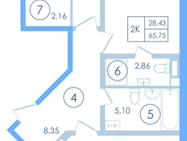 Продается 2-комнатная квартира ЖК Мойнако Ривьера, 1 очередь, 65.75  м&sup2;, 14991000 рублей