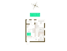 Продается 1-комнатная квартира ЖК Молодежное, корп 1, 37.4  м&sup2;, 5797000 рублей