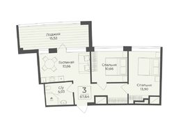 Продается Апартамент АК Тамерун, корп 1, 67.64  м&sup2;, 21868688 рублей