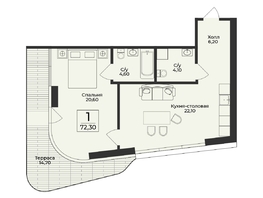 Продается 2-комнатная квартира ЖК Нега, 72.3  м&sup2;, 28214352 рублей