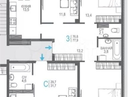 Продается 3-комнатная квартира им.В.И.Ленина пр-кт, 77.9  м&sup2;, 17000000 рублей
