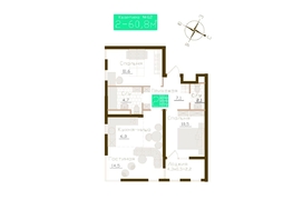 Продается 2-комнатная квартира ЖК Молодежное, корп 1, 58.7  м&sup2;, 8981100 рублей