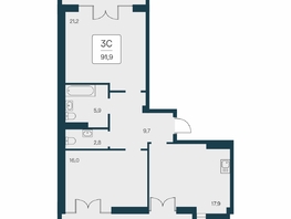 Продается 3-комнатная квартира ЖК Вилла Маяк, дом 2, 91.9  м&sup2;, 28610000 рублей