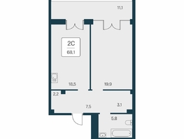 Продается 2-комнатная квартира ЖК Вилла Маяк, дом 3, 68.1  м&sup2;, 20110000 рублей