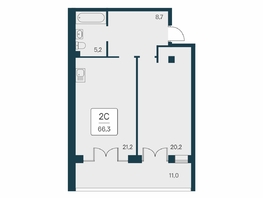 Продается 2-комнатная квартира ЖК Вилла Маяк, дом 3, 66.3  м&sup2;, 19580000 рублей